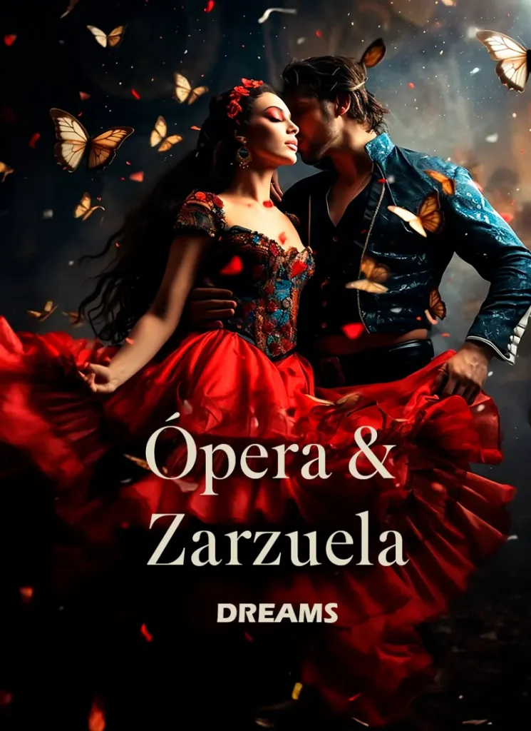 Cartel del espectáculo Ópera & Zarzuela Dreams con una pareja de bailarines