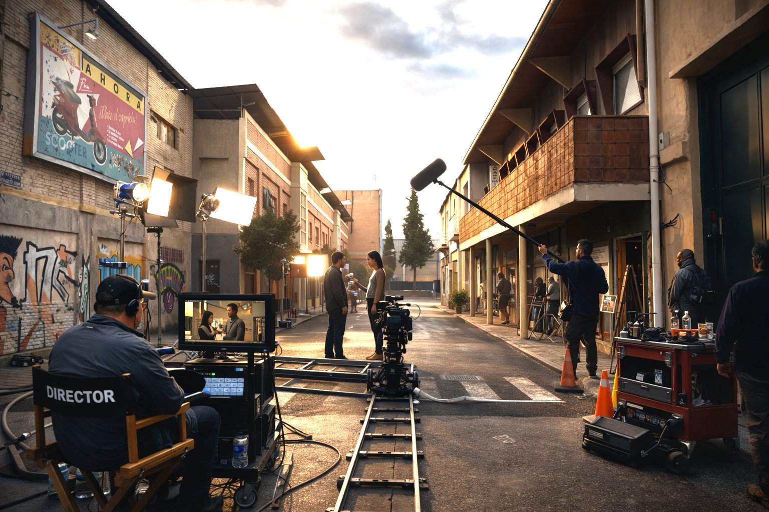 Rodaje en la calle del backlot exterior de Squirrel Studio Space